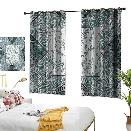 Living Room Curtain W63 X L63 Boho Shabby Chic Leaves In Mix
