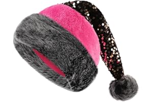 Phyxin Santa Hat Adults, Sequin Christmas Hat for Women Men, Sparkly Xmas Hat Perfect for Holiday Parties