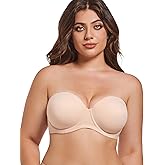 Lusait Strapless Bra Push Up Full Figure Underwired Convertible Multiway Beauty Back Bras for Women