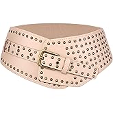 JASGOOD Women Elastic Wide Belt Vintage Studded Stretchy Waist Belts for Dress Pants