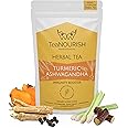 TeaNOURISH Turmeric Ashwagandha Herbal Tea | CAFFEINE-FREE | Indian Superfoods Blended with Black Pepper & Licorice | Supports Immunity | 100% NATURAL INGREDIENTS - 3.53oz/100g