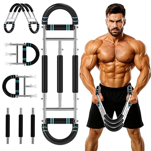 Twister Arm Trainer, Dual Triple-Spring, 30-180lb Adjustable, Chest Arm Shoulder Workout Equipment, Portable Detachable Arm Twister Exerciser for Men, Chest Expander for Gym Home Fitness（Blue）