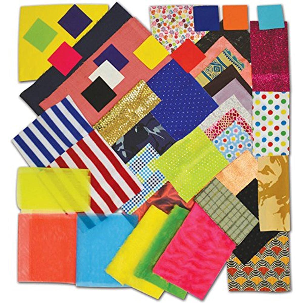Springboard 10448 Textured Tactile Fabric Assortment for Craft Collage Activities, 25 pc