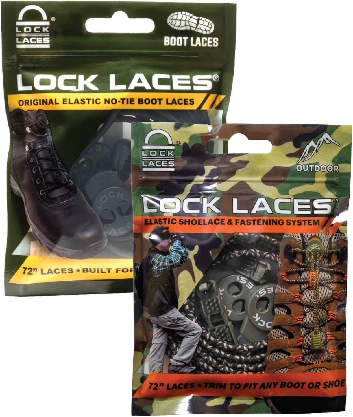 Lock Laces for Boots (2 Pair) Premium Heavy Duty Elastic No Tie Boot Laces for Boots