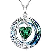 IMZM Valentines Day Gifts for Women, Birthstone Necklace for Women, Celtic Moon Pendant Blue Crystal Necklace Heart Jewelry Anniversary Jewelry Gift for Daughter Wife Mother Sister
