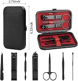 Acehome 7 in 1 Nail Clipper Manicure Set Red Leather Case Stainless Steel view 2