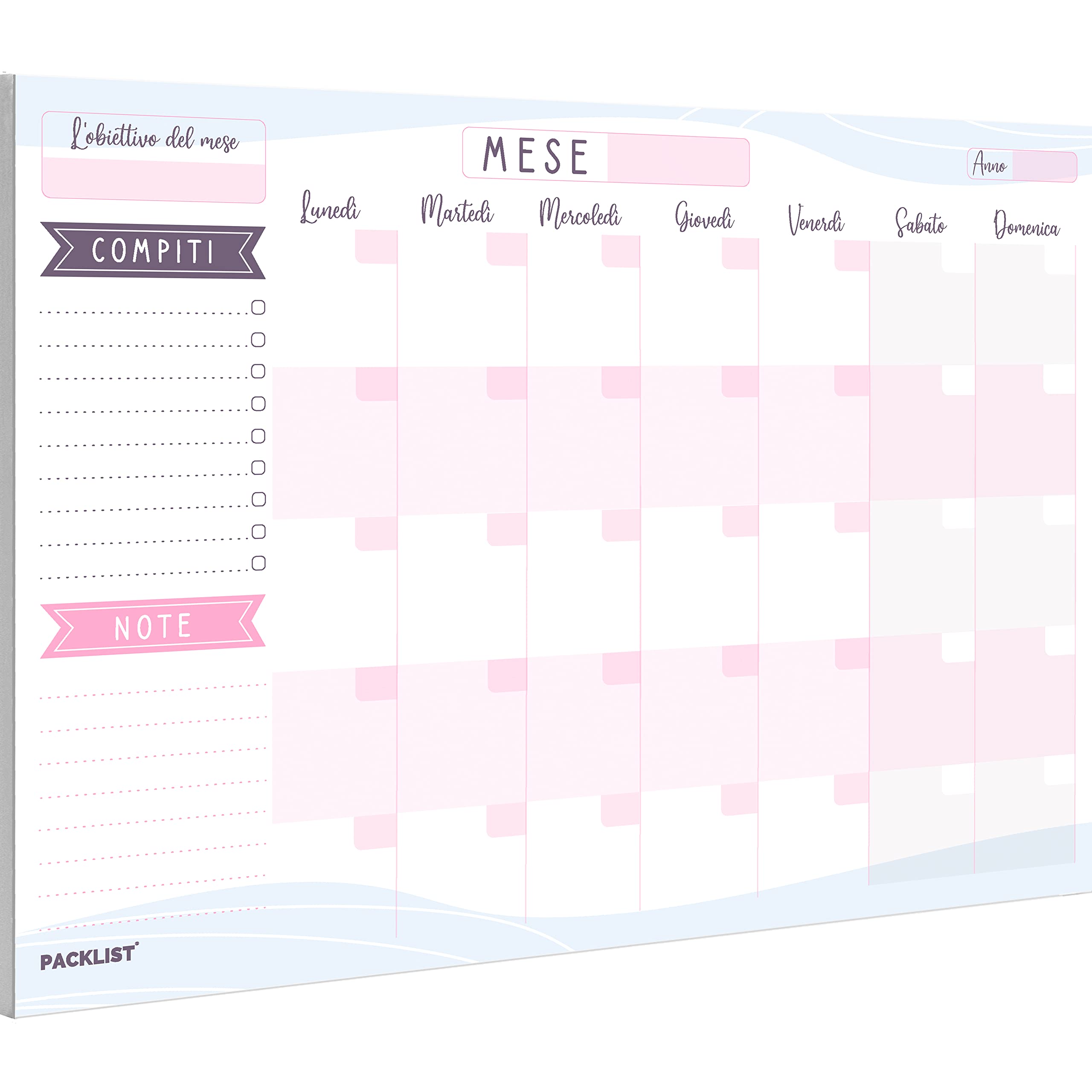 PACKLIST Planner Mensile Scrivania - Planning Mensile da Tavolo A4, Agenda Mensile, 25 Flogi - Monthly Planner - Agenda Appuntamenti - Calendario Mensile da Tavolo Perpetuo di Design Esclusivo — image 1
