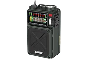 ZHIWHIS Shortwave Radio with Bluetooth, AM/FM/SW/WB Emergency Radios with NOAA Alerts, Hand Crank/Solar/4000mAh/White Noise/SOS/Bass/Rechargeable Retro Receiver with Preset, Support USB/TF ZWS-702