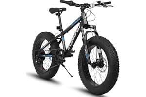 Rycheer Ecarpat 20 inch Kids Mountain Bike for Boys Girls 7-15 Years Old, All Terrain Mountain Bikes 7-Speed with Mechanical Disc Brakes Front Suspension, Mountain Bicycle Gift for Boys and Girls