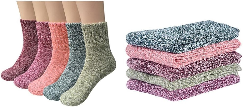 Colorful Stripe Warm Wool Blend Knited Hold-up Boot Ankle Socks 1-5 Pairs Size - UK 4-7