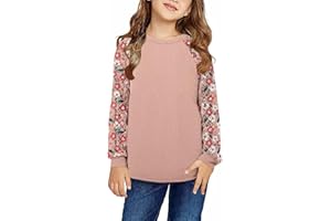 Yoklass Girls Long Sleeve Shirts Kids Lace Casual Cute Crew Neck Top Sizes 5-14 Years