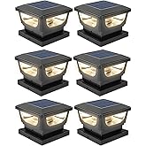 Sumaote Solar Post Cap Lights, 120 Lumen 3000K Warm White LED for 3x3 Metal/Vinyl & 4x4 Wood Posts, IP65 Waterproof Outdoor G