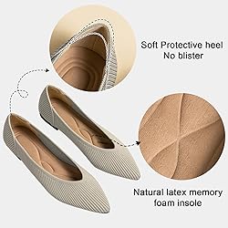 TINGRISE Women's Flats Shoes Pointed Toe Knit