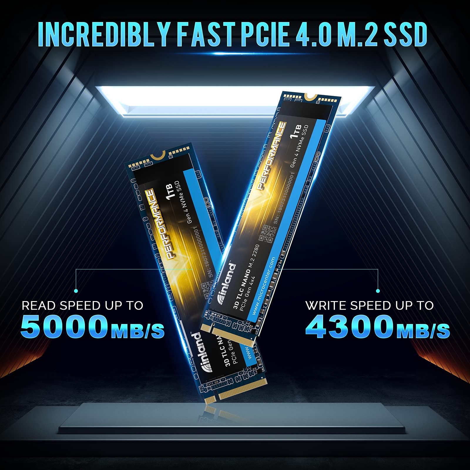 INLAND Performance SSD 1TB PCIe 4.0 M.2 Internal Solid-State Drive NVMe Gen4 x 4 with DRAM Up to 5,000 MB/s, 1,800 TBW 3D TLC NAND