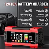 Husgw 10A 12V Smart Battery Charger Maintainer with Temperature Compensation view 2