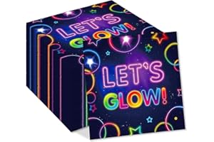 BHNACIER 40Pcs Neon Glow in the Dark Disposable Paper Napkins Glow Party Napkin Glow Party Napkin Supplies - Neon Birthday Party Decoration