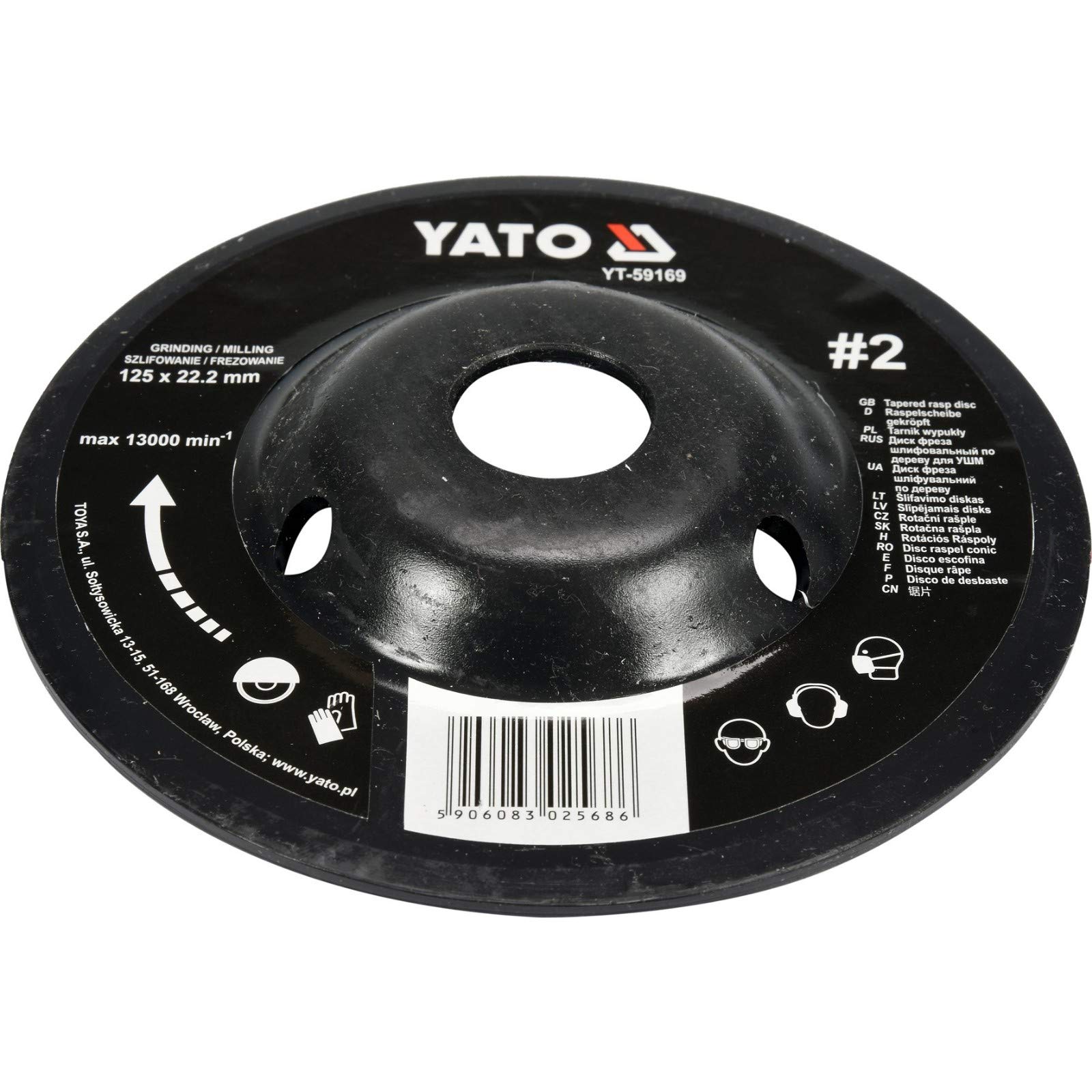 YATO Professional Rasp Disc for Angle Grinder Selection 115 mm 125 mm Grinding Disc Wood Wood Art (125 mm No. 2 Straight, Offset, Full Surface), 0