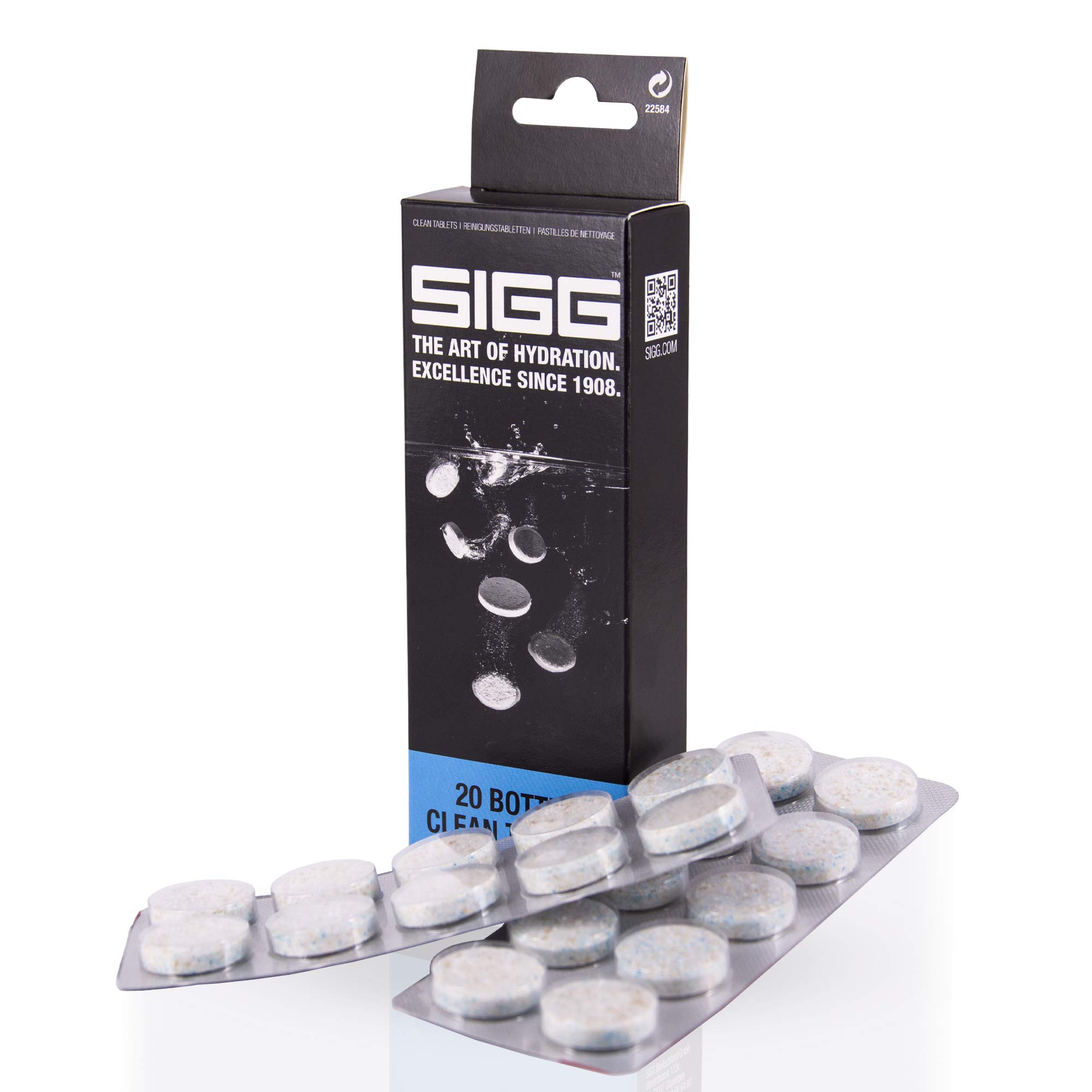 Sigg Bottle Clean Cleaning Tablets for all Water Bottles, 20 Tablets for Hand Washing, Bottle Cleaner for Quick and Easy Washing