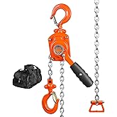 VEVOR Manual Lever Chain Hoist, 1/2 Ton 1100 lbs Capacity 10 FT Come Along, G80 Galvanized Carbon Steel with Weston Double-Pawl Brake, Auto Chain Leading & 360° Rotation Hook, for Garage Factory Dock