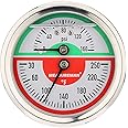 MEASUREMAN Tridicator, Thermo-Manometer, 2-1/2", Silicone Oil Filled, 0-160psi/30-250 deg F, Stainless Steel Case, 1/4" NPT Back Mount