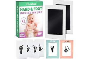 Luna Bean 4-Pack Baby Footprint Kit - Ink Pad for Baby Hand and Footprints - Non-Toxic - Dog Paw Print Kit (13pcs)