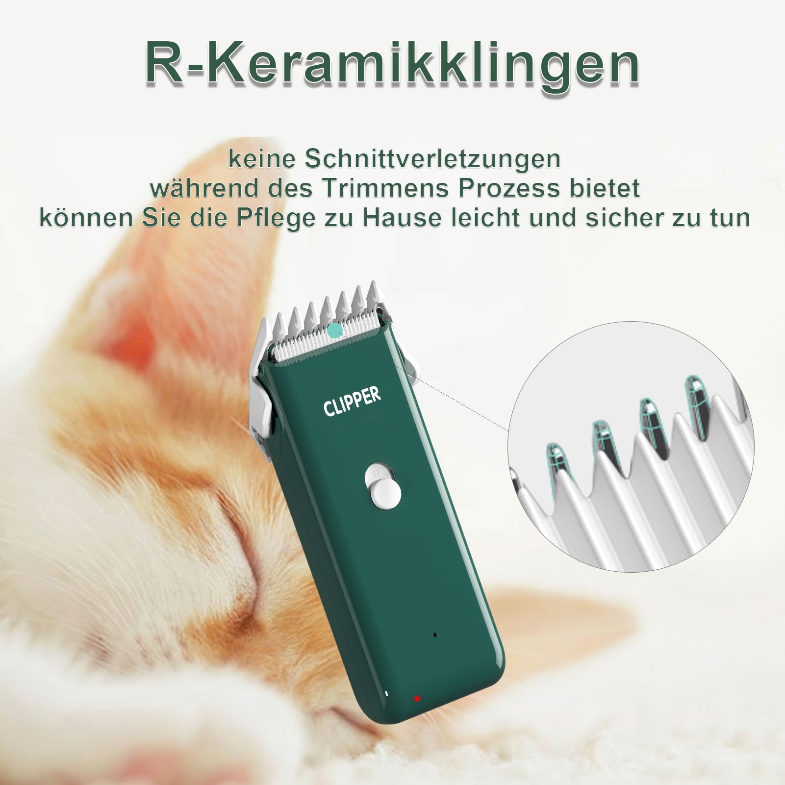 Profi Haarschneidemaschine für Hund Katze, Leise Hundeschermaschine mit Keramische Klinge, Elektrische Tierhaarschneidemaschine, IPX7 Wasserdicht (Grün) 2