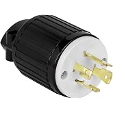 ENERLITES NEMA L15-20P Locking Plug, 20A 250V, Black | 3-Phase, 3-Pole 4-Wire Grounding, Industrial Grade, UL Listed