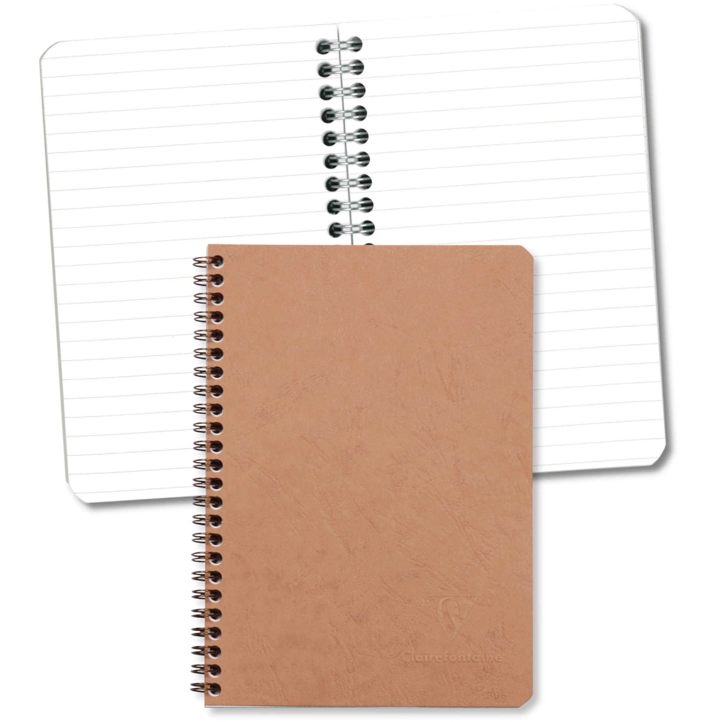 Clairefontaine 78536C Collection Age Bag A Tobacco Spiral Notebook - A5 14,8x21 cm - 100 Lined Pages - White Paper 90 g - Glossy Card Cover Leather Grain