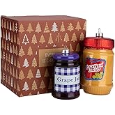 Every Day is Christmas Glass Blown Ornaments Cute Hand Made Figurines Tree Decoration, Peanut Butter, Jam Set of 2