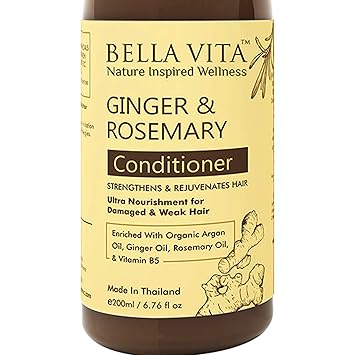 Bella Vita Organic Hair Growth & Fall Control Keratin Conditioner With Ginger, Rosemary, Eucalyptus & Argan, No Sulfates, No Parabens - 200 ml