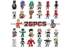 Genqiang Mini Superhero Toys, 26 pcs Superhero Minifigures Small Action Figures Superhero Party Birthday Decorations for Kids’ Christmas Stocking, Easter Eggs Cake Toppers Collectibles
