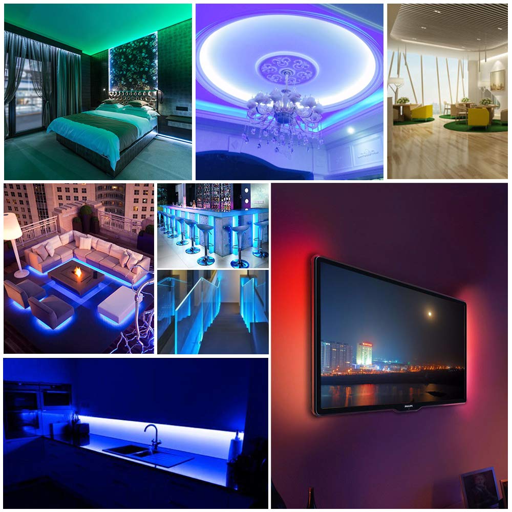 KUD LED Strip Lights, 6.56FT RGB Flexible 60 LEDs Multi Color USB TV Backlight with IR Controller 24Keys Remote for in 40-60 HDTV, Computer, Background Lighting