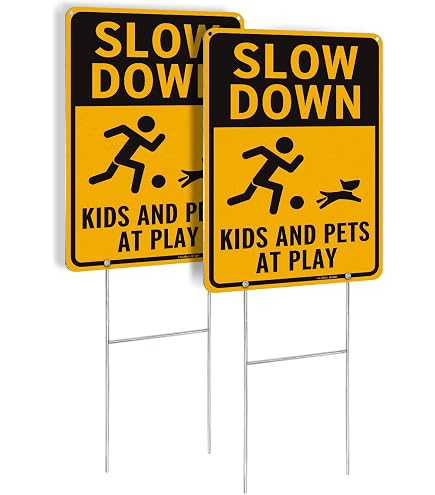 Aluminum Play Area Signs Slow Down Kids & Pets At Play Sign - 18x12 ...