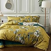 mixinni Duvet Cover Set King Size Bird Flower Pattern Soft Long Staple Cotton Floral Bedding Comforter Cover Set with Zipper Ties for Women and Men, Ultra Soft, Breathable, Easy Care-King Size