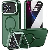 ZOZDOKG Magnetic for iPhone 17 Pro Case with Stand [Fit for MagSafe] Camera Kickstand Translucent Matte Shockproof Phone Protector Cover for iPhone 17 Pro with Screen Protector, Green