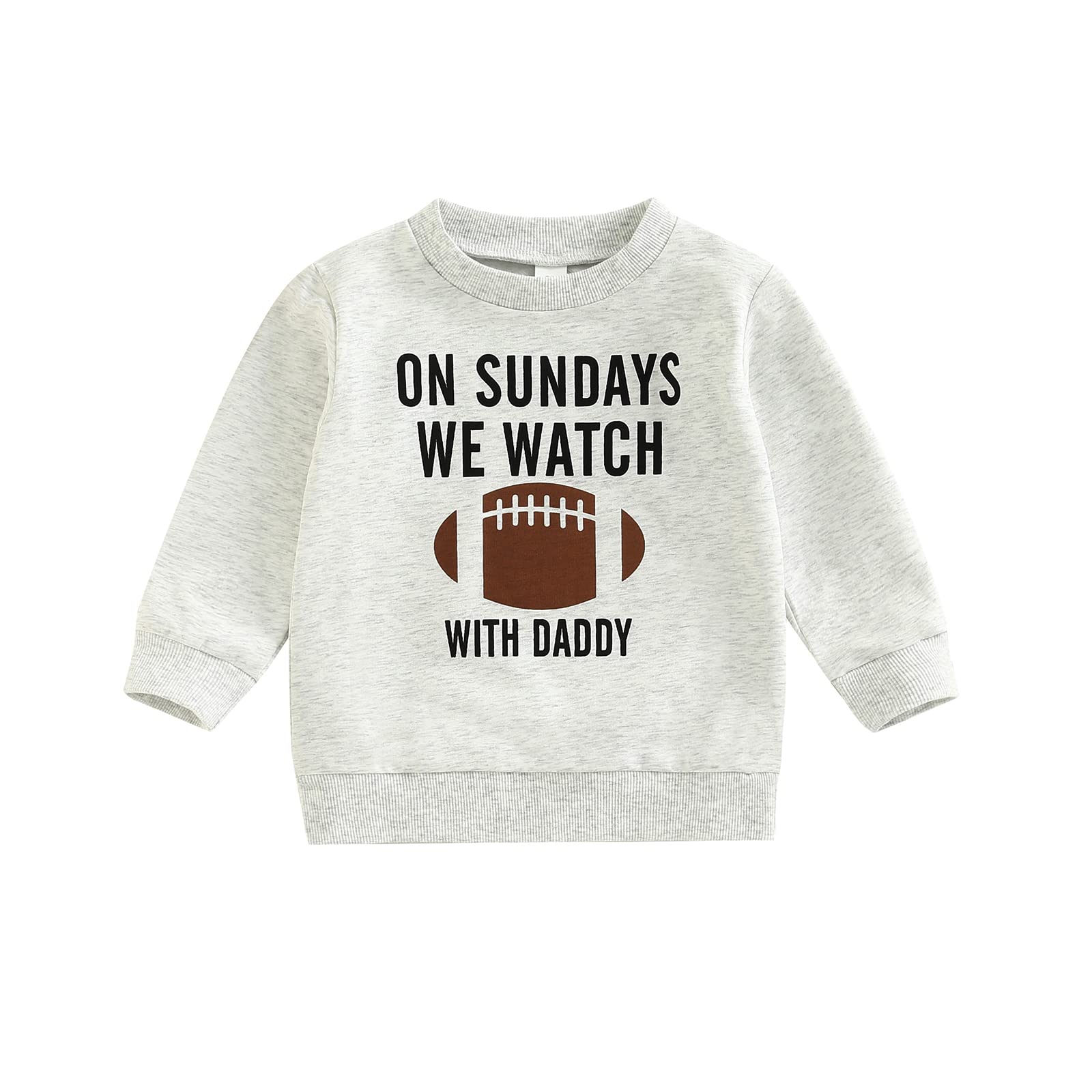 Photo 1 of ****COLORS ROSSE***Toddler Kids Baby Boy Girl On Sunday We Watch Football with Daddy Mommy Sweatshirt Long Sleeve Pullover Tops Fall Winter Clothes (Gray Daddy, 5-6 Years)