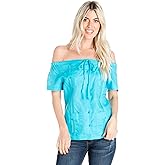 Mojito Women's Off-Shoulder Guayabera Top – Linen Blend Button Down