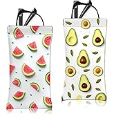 Zewurtuw 2 PCS Glasses Sunglasses Eyeglass Case Pouch Soft PU Leather with Cleaning Cloth Cute Aesthetic for Women Girls Men