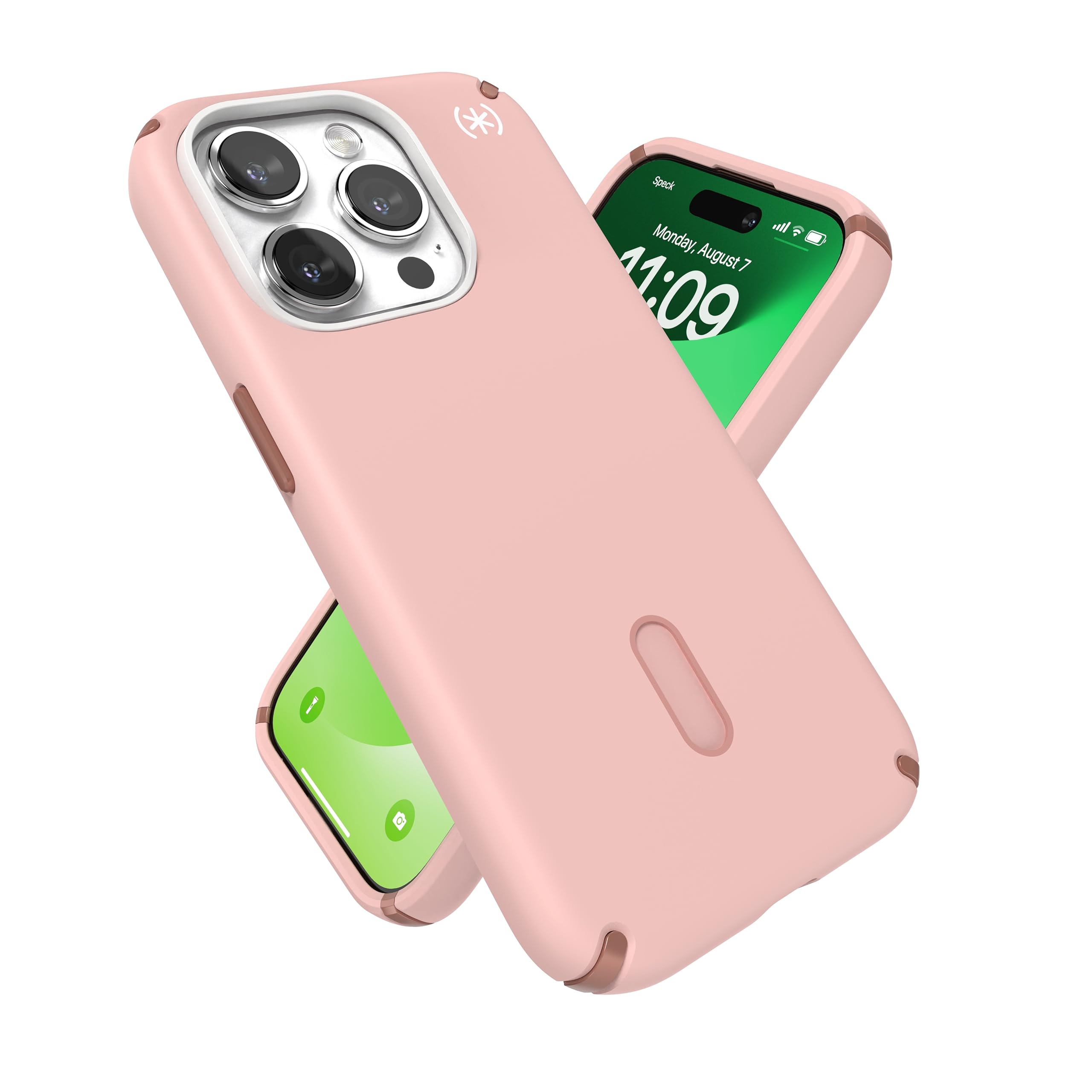 Speck iPhone 15 Pro Case - ClickLock No-Slip Interlock, Built for MagSafe, Drop Protection - Scratch Resistant, Soft Touch, 6.1 Inch Phone Case - Presidio2 Pro Dahlia Pink/Rose Copper/White