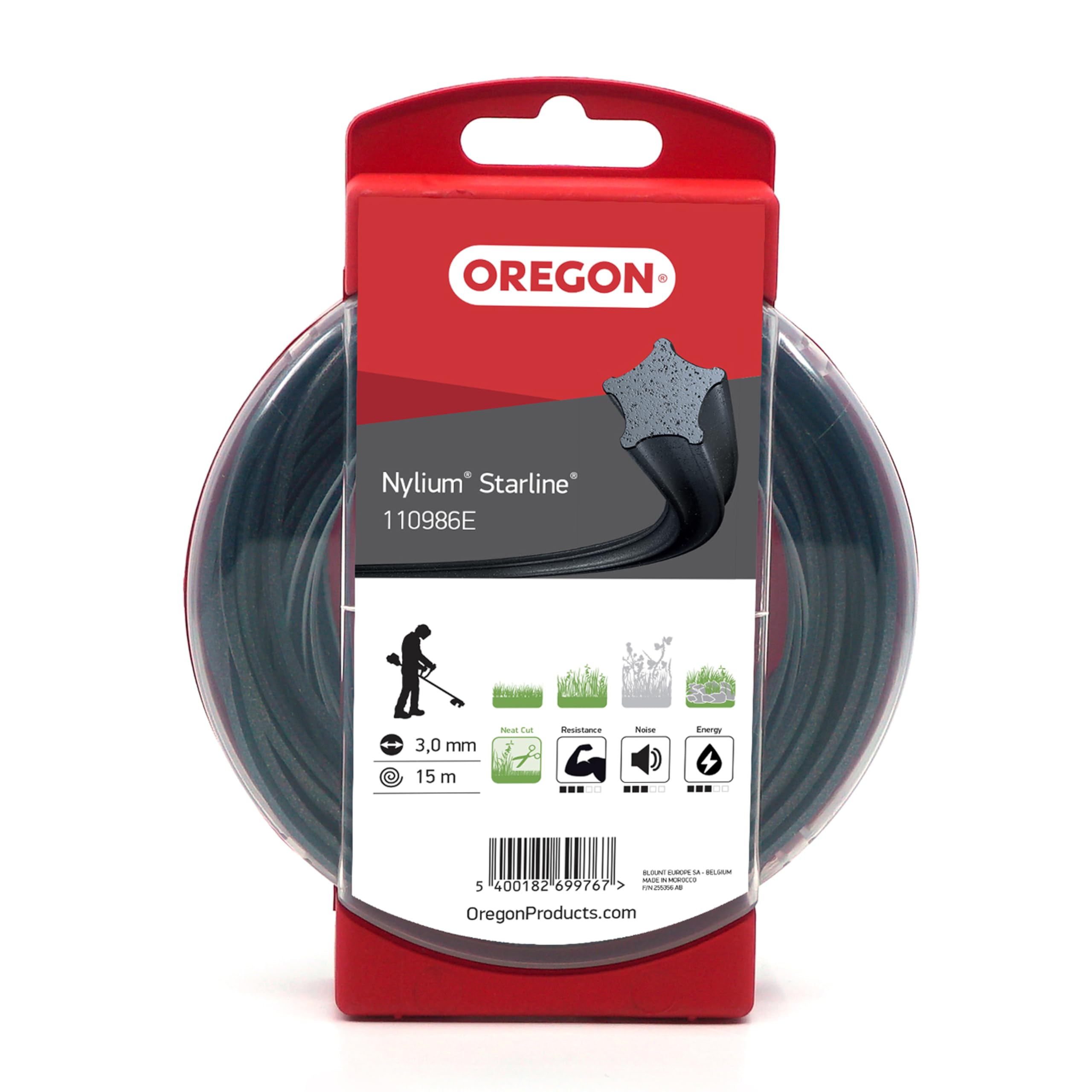 Oregon Star Shaped 3mm Strimmer Line with Aluminium Particles, Tackles Long Grass, Weeds & Thick Vegetation, Professional Heavy Duty Strimmer Wire, Fits Most Standard Models, 3.0 mm x 15 m (110986E)