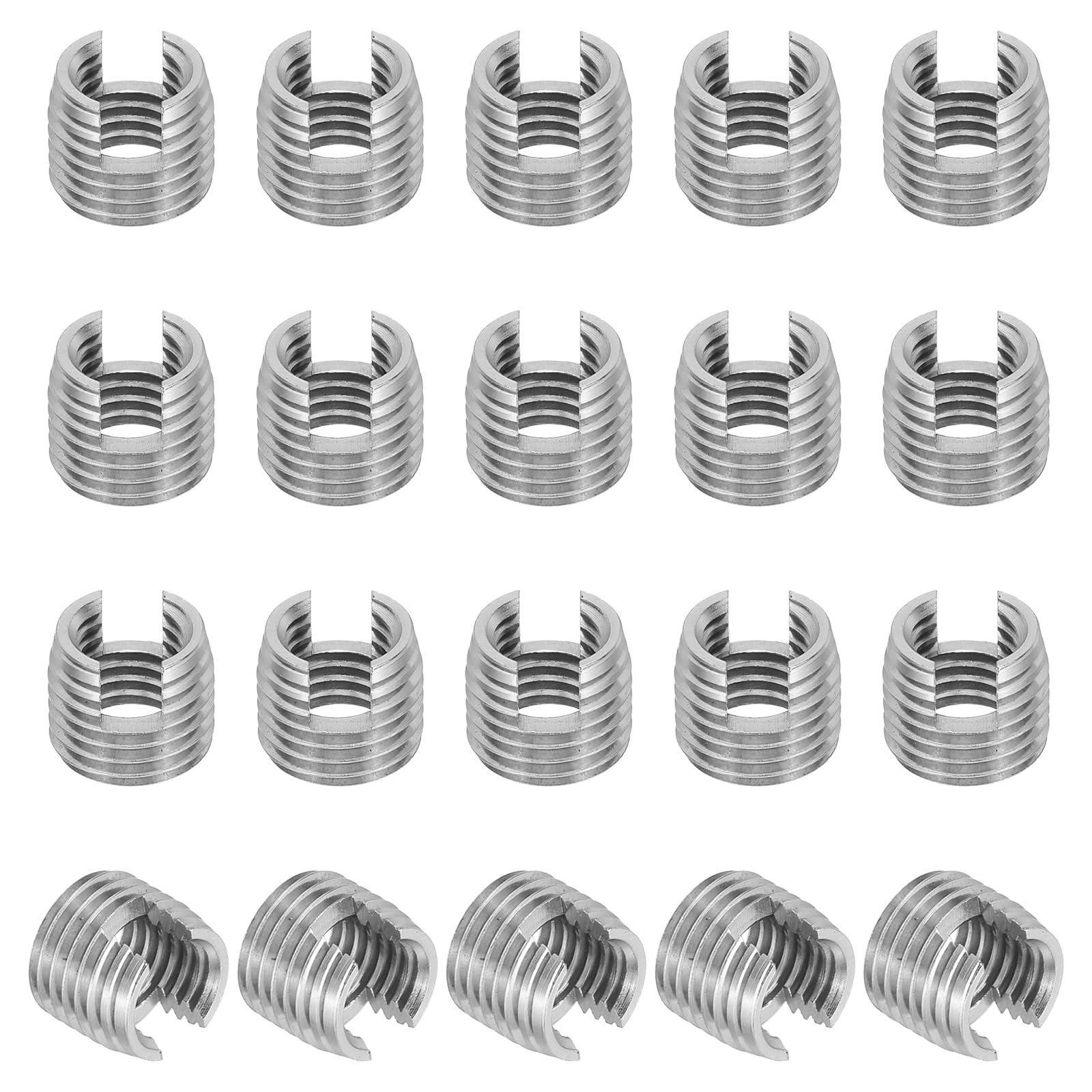 PATIKIL Self-Tapping Threaded Inserts, 20 Pcs M10 x M14 x 12mm 303 Stainless Steel Thread Adapter Reducer Slotted Screw Repair Inserts Nuts Sleeve