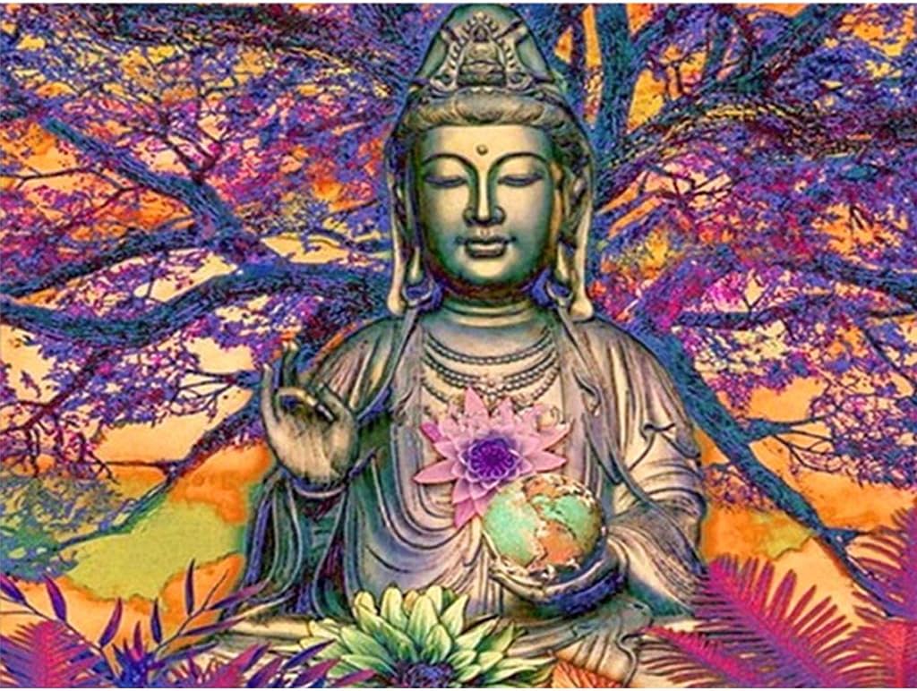 Rhinestone diamond painting,DIY 5D Diamond Painting by Number Kit Diamond Painting Buddha Rhinestone Embroidery Cross Stitch kits Supply Arts Craft Canvas Wall Decor stickers home decor 55x45 cm