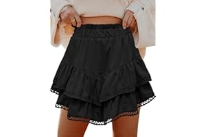 LOMON Flowy Skorts for Women Ruffle Tiered Skorts High Waist Mini Skirts Tennis Golf Crochet Casual Shorts