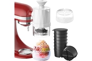 Hozodo Shave Ice Attachment for Kitchenaid Stand Mixers, Snow Cone Machine for Kitchenaid Mixer Attachments with Coarse and Fine Blades, 8 Ice Cube Molds