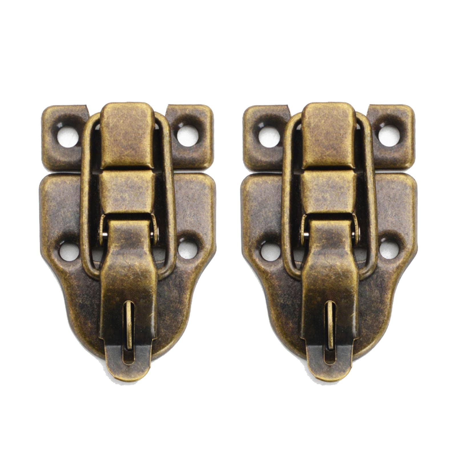 Antique Toggle Catch Latch Clasp, Retro Style Metal Box Buckle for Tool Boxes Jewelry Antique Duckbilled Hasp Latch Catch with Padlock Hole for Wooden Box Crafts(Bronze) — image 1