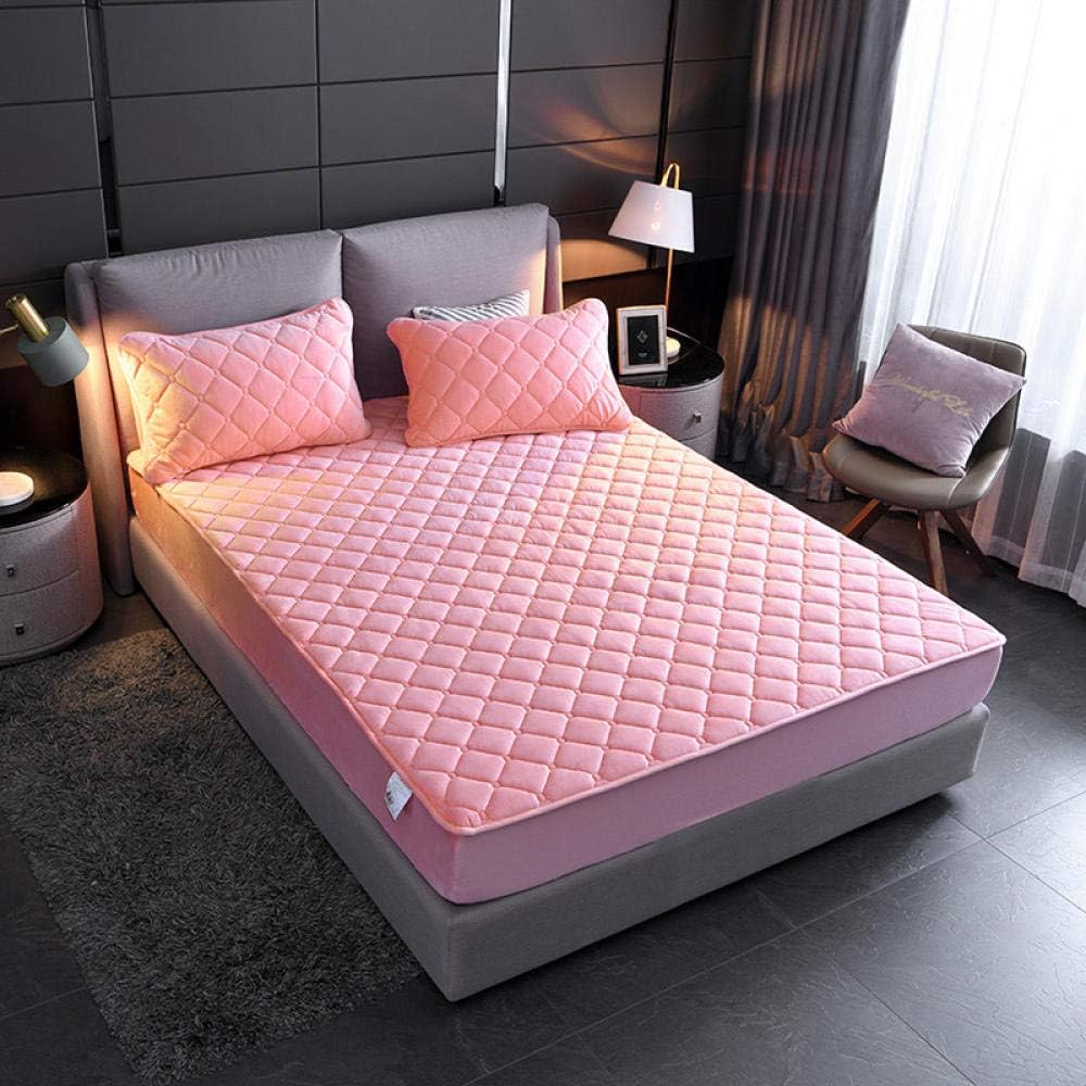 King Size Fitted Sheet,Polyester Fiber Solid Color Crystal Velvet Bedspread, Extra Thick