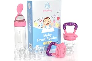GEDEBEY Baby Food Feeder/Fruit Feeder Pacifier Nibbler (2 Pack) - Infant Teething Toys | Silicone Feeder Baby | Mesh teethers for Babies | Baby Feeding Essentials | Frozen Breastmilk Teether (Pink Set 2)