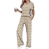 AUSELILY Women's Batwing Short Sleeve Two Piece Sets Summer Crew Neck Wide Leg Pants Matching Sets Women Clothing 2026