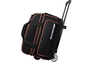 2 Ball Bowling Bag with Wheels,900D Oxford Waterproof PU,Dual Roller Bowling Bag with Sturdy Frame,Large Shoe Compartment Fit