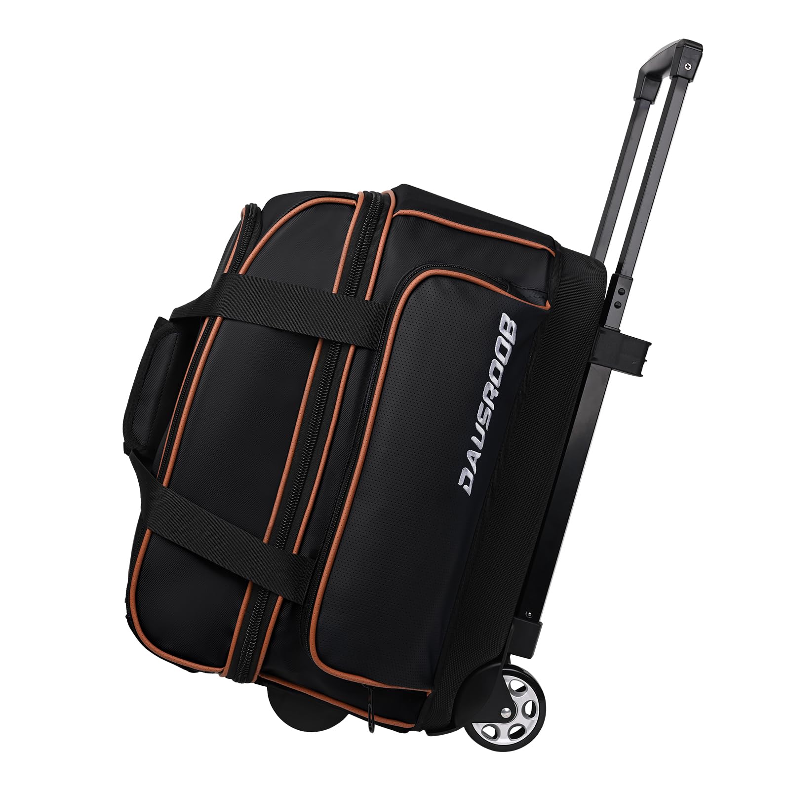 Photo 1 of 2 Ball Bowling Bag with Wheel,900D Oxford Waterproof PU,Dual Roller Bowling Bag with Sturdy Frame,Large Shoe Compartment Fits Up to Men’s 16,Rolling Bowling Tote, Handle Extends to 39.5" (Black)